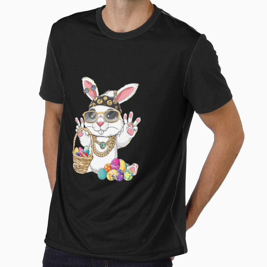 Cool Bunny Rabbit Happy Easter Shirts For Boys Men Kids by facegm