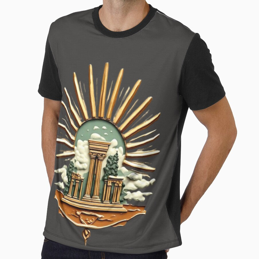 Golden Sunburst with Ancient Roman Colosseum | Elysium Echoes Icon 01 by Shift-Bloom