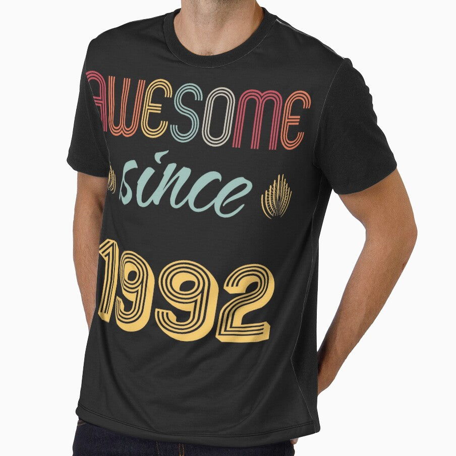 Vintage 1992 Birthday Shirt, Awesome Since 1992 Retro Tee, Unisex Soft Cotton Party Wear, Perfect Birthday Gift for Him or Her by johnharry3