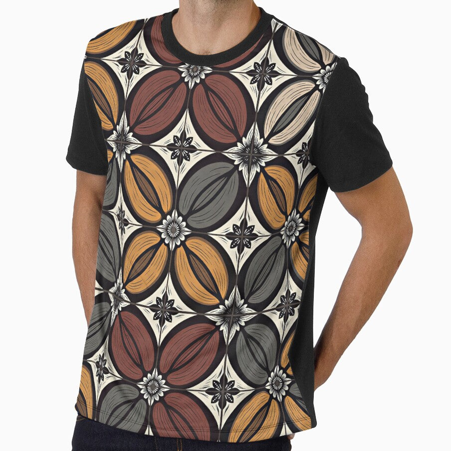 Vintage Batik Cacao Floral Pattern in Earth Tones by A1DesignMinimal