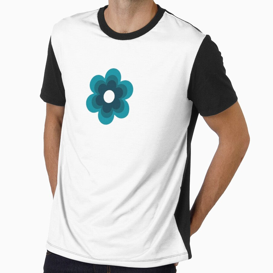 Minimal Teal Flower Retro Shape Design by CharmingArt23