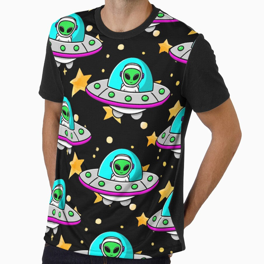 Alien Spaceship Cartoon Stars Pattern by BettySpicer