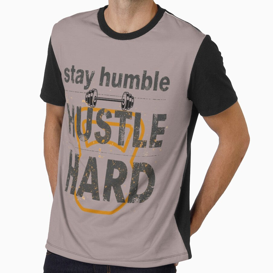 Stay Humble Hustle Hard Streetwear Gym Quote Barbell Kettlebell. by LunaPrintCo