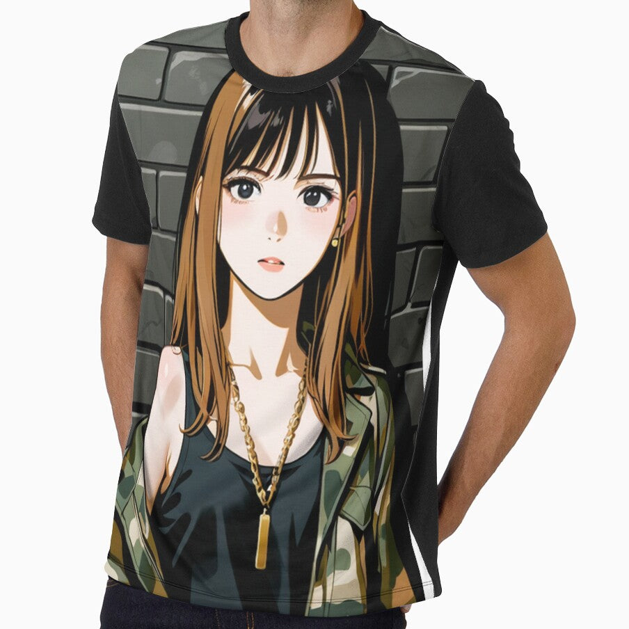 Fashion - Woman in Camo Camo Jacket Tank Top Gold Chain Anime Variant 2 by AnimeShin