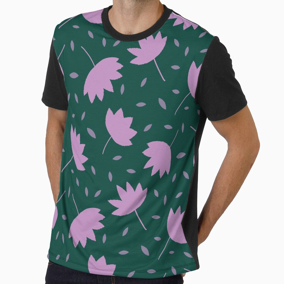 Simple Minimalist modern leaves pattern in plush pink on dark teal by Yasminepatterns