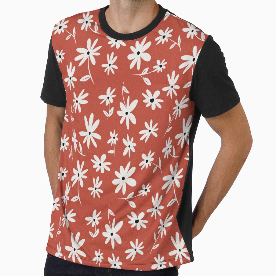 Terracotta Red Floral Pattern by Michouprint