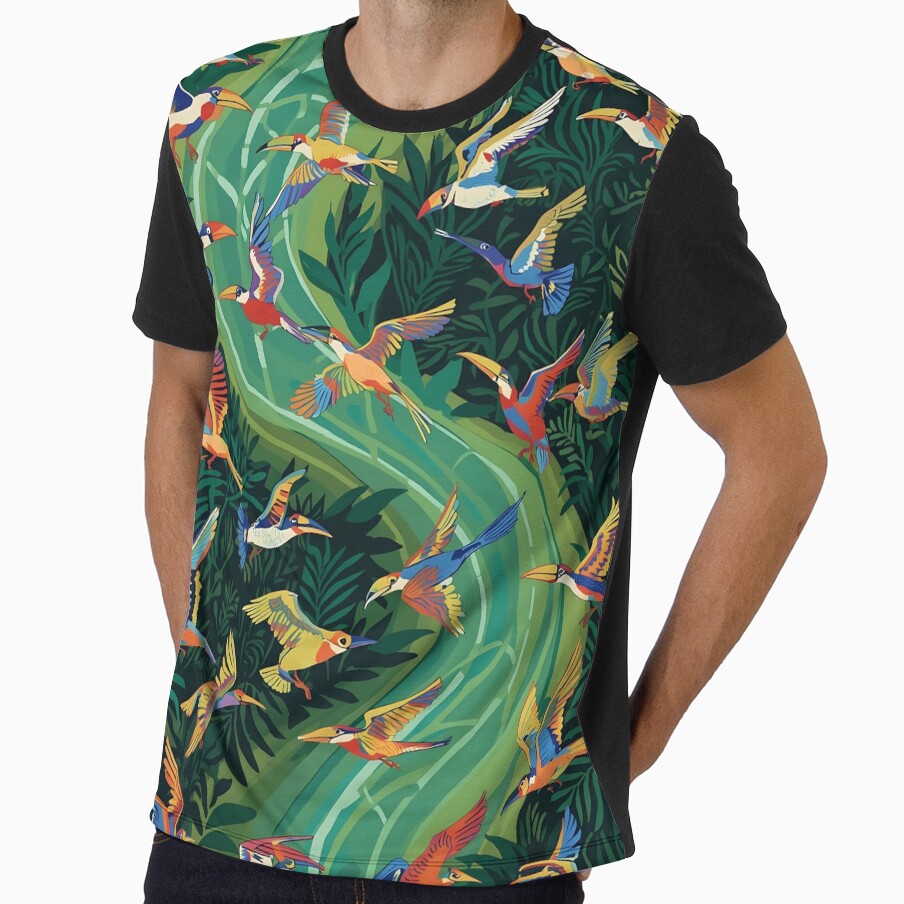 Amazonian birds over the river – Tropical wildlife by BrazilArtShop