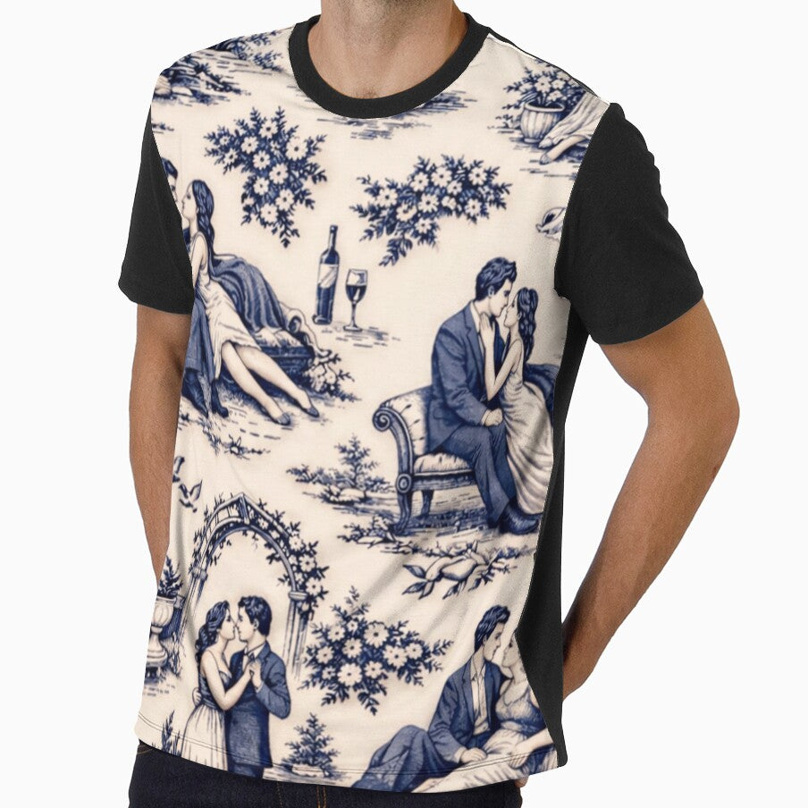 Romantic Blue Lovers Toile by Chicken Dinner Studio