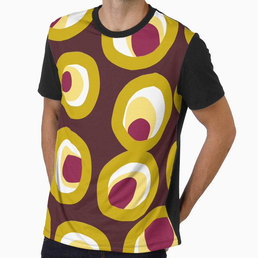 Mid-Century Modern Geometric Pattern in Shades of Burgundy and Gold by Deutschic