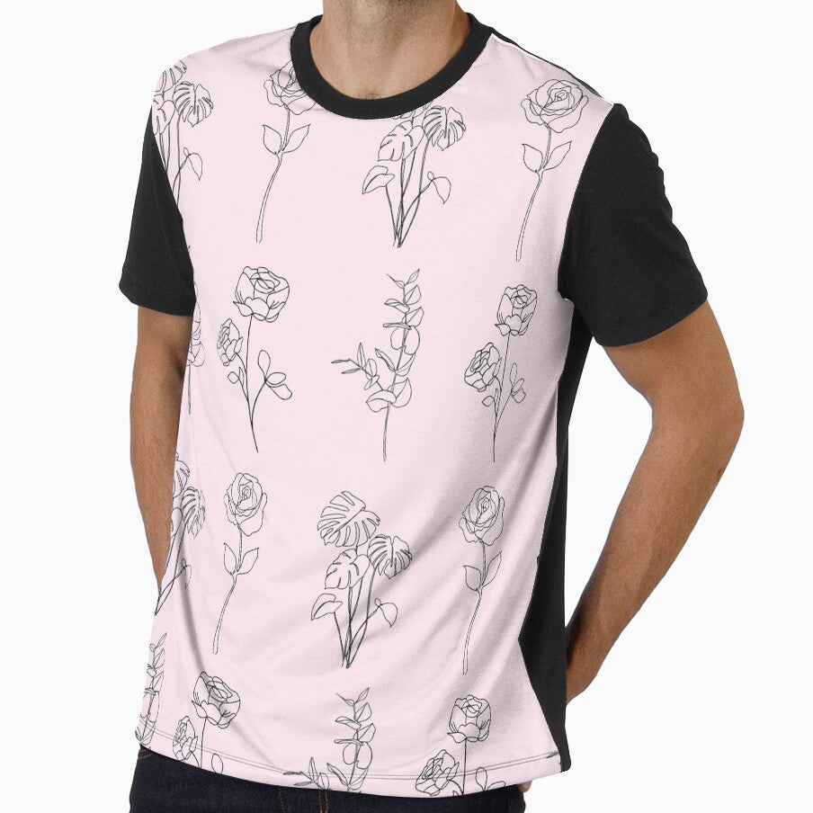 Pink Plants Line Art by shopcosmiclatte