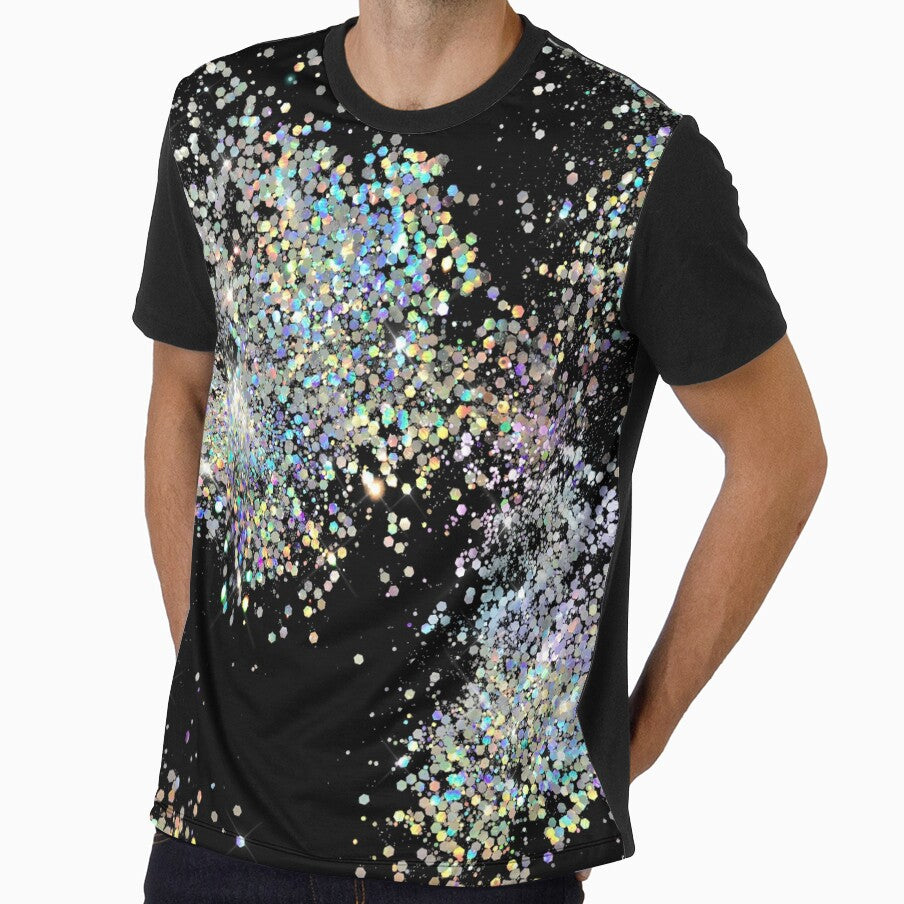 Black and Multicolor Sequins Faux by WOW TeesAndThings