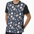 Beautiful Cream Watercolor Flowers on Navy Background Design by Jaydee001