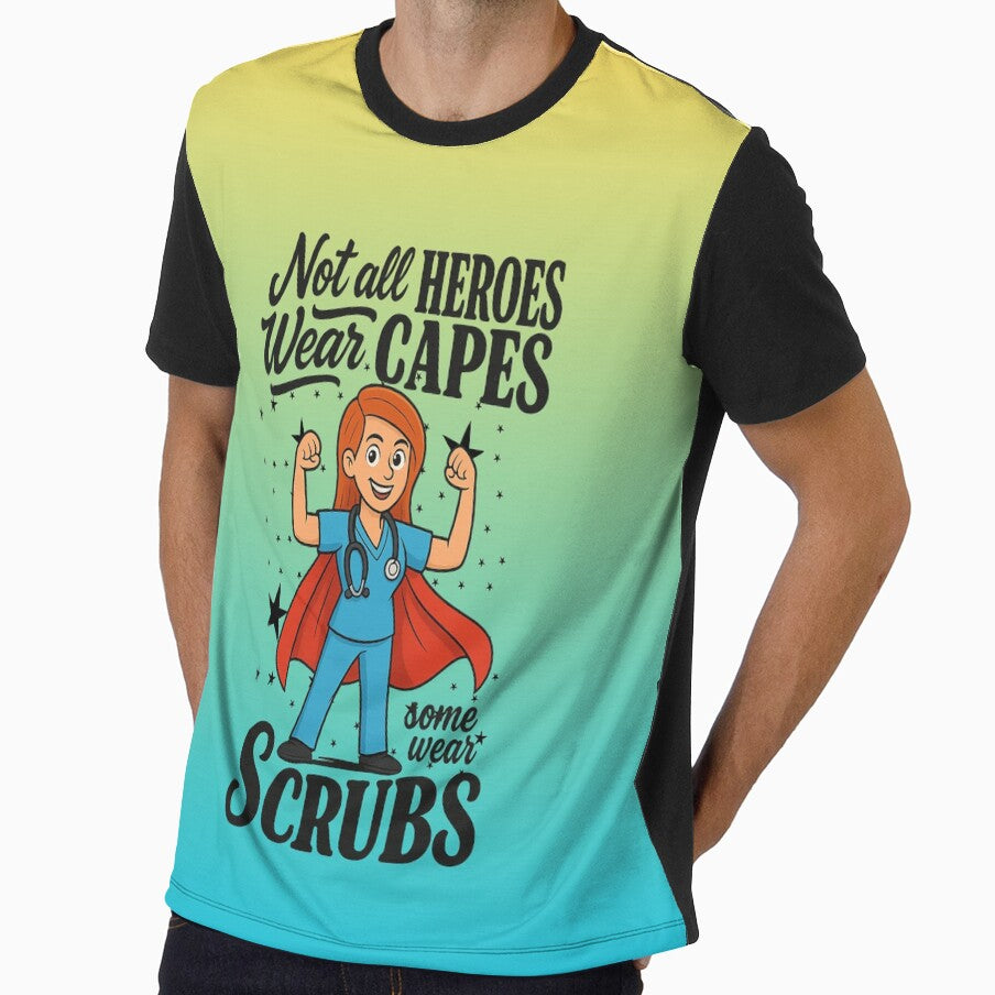 Not All Heroes Wear Capes Some Wear Scrubs | Graphic Crewneck Nurse by skkyfaithArtz