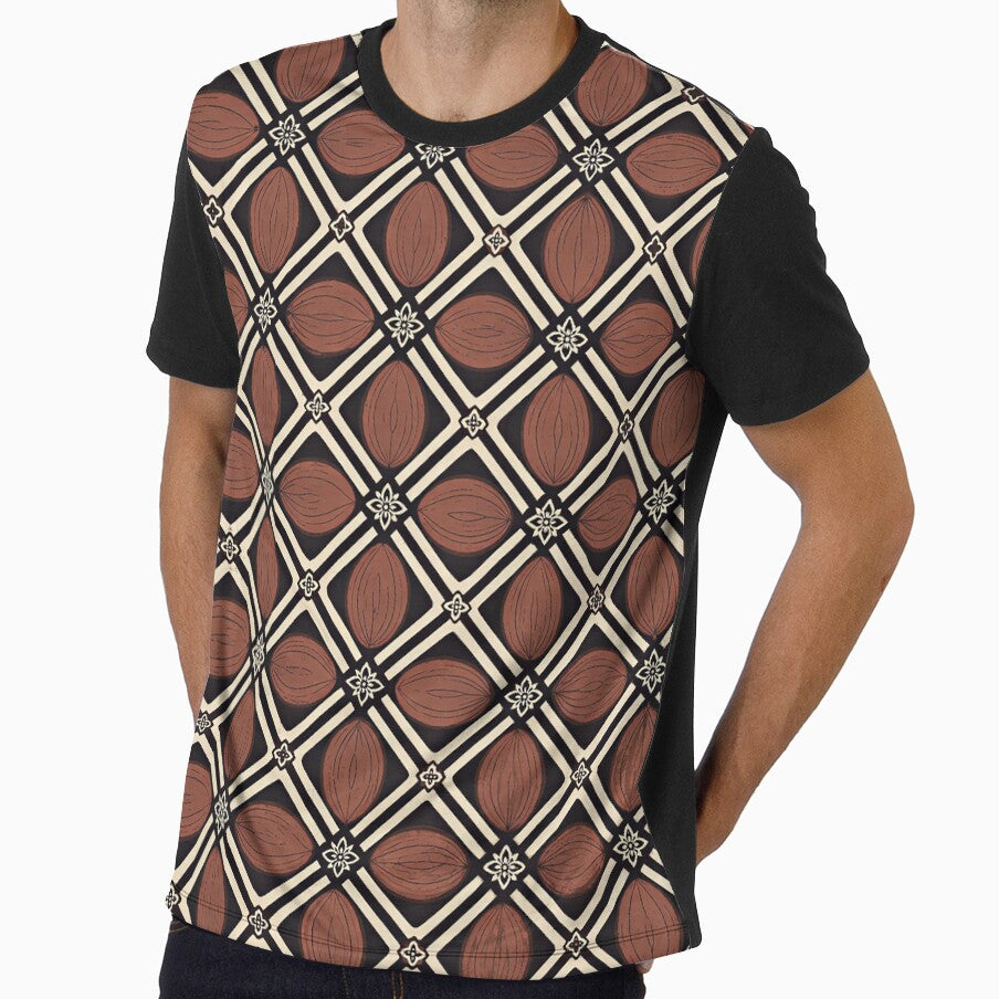 Vintage Batik Cacao Pod Geometric Pattern Earth Tones by A1DesignMinimal