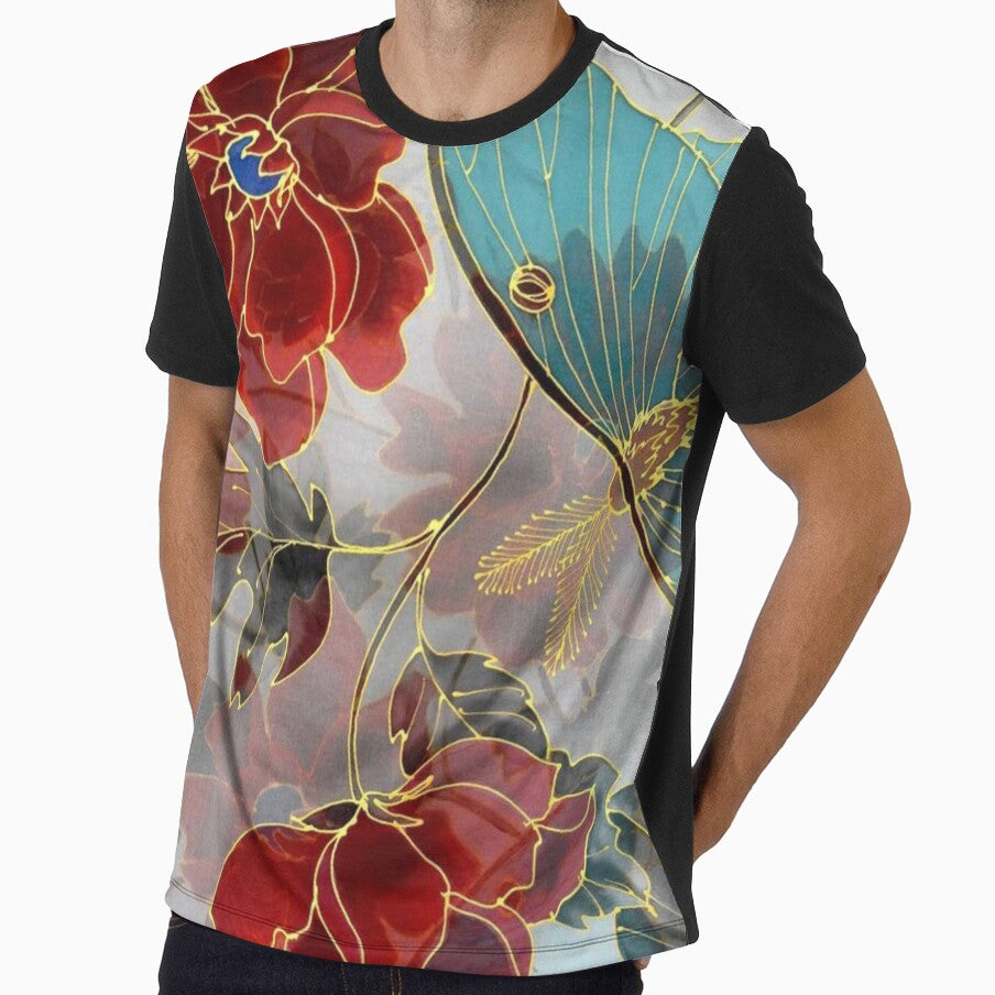 Roses and butterfly pattern with gold lines effect by astrunb5
