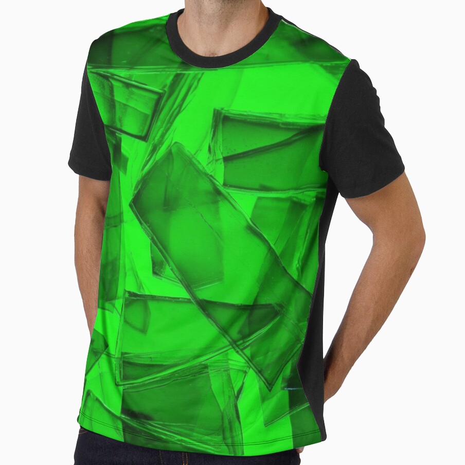 Colorful abstract Green broken glass Geometric pop art Green by PinkPinkArts