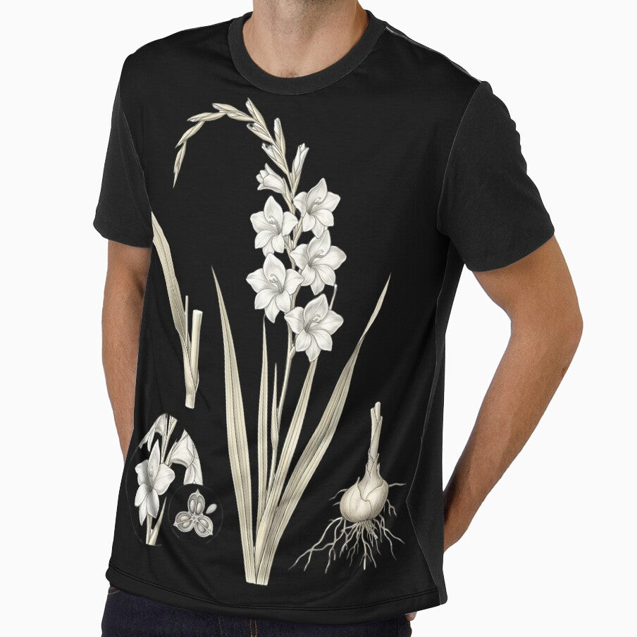 Vintage White Gladiolus - Elegant Botanical Sword Lily Art by Atlasoloji