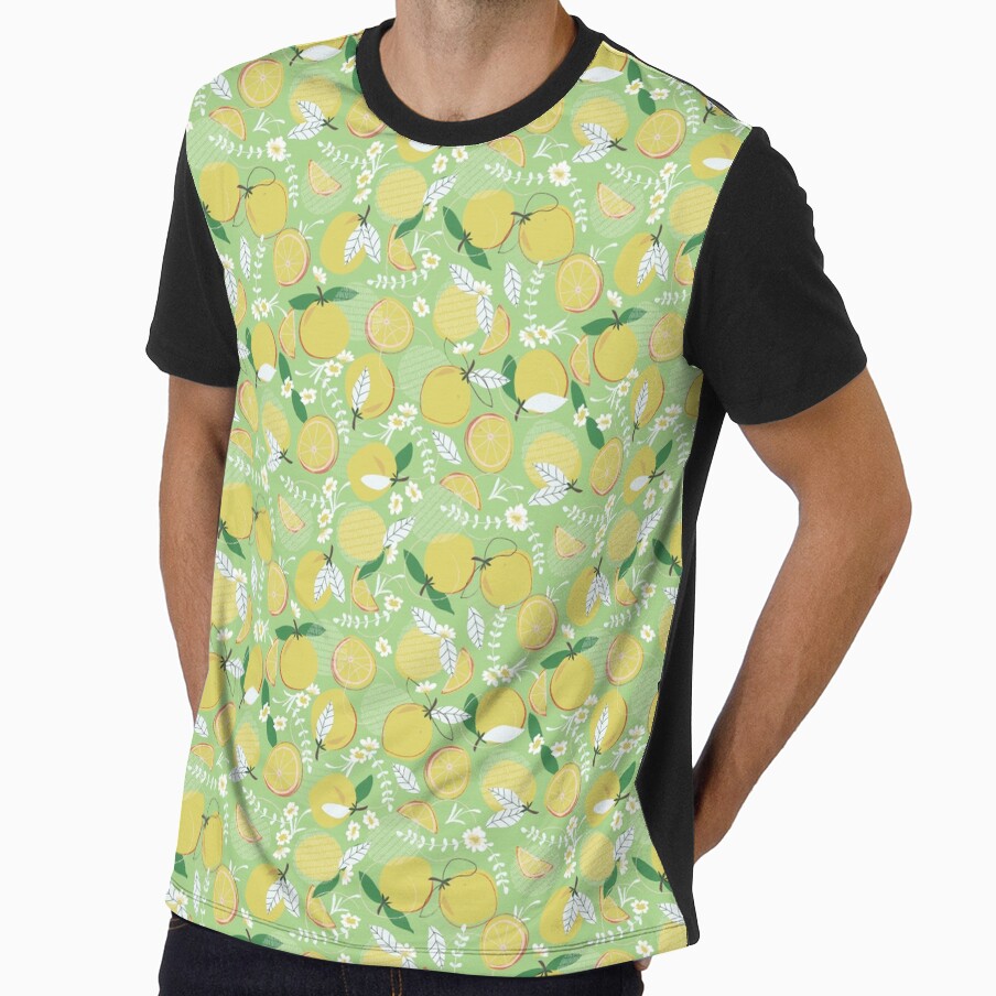 Citrus summer lemons on a green background seamless pattern by Acim0