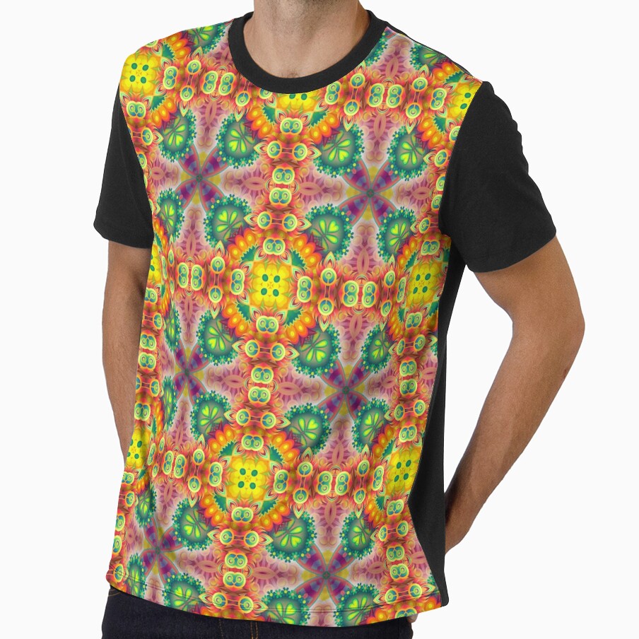 multi-colored green psychedelic bumper garden abstraction seamless colorful repeat pattern by Abrahamjrnd