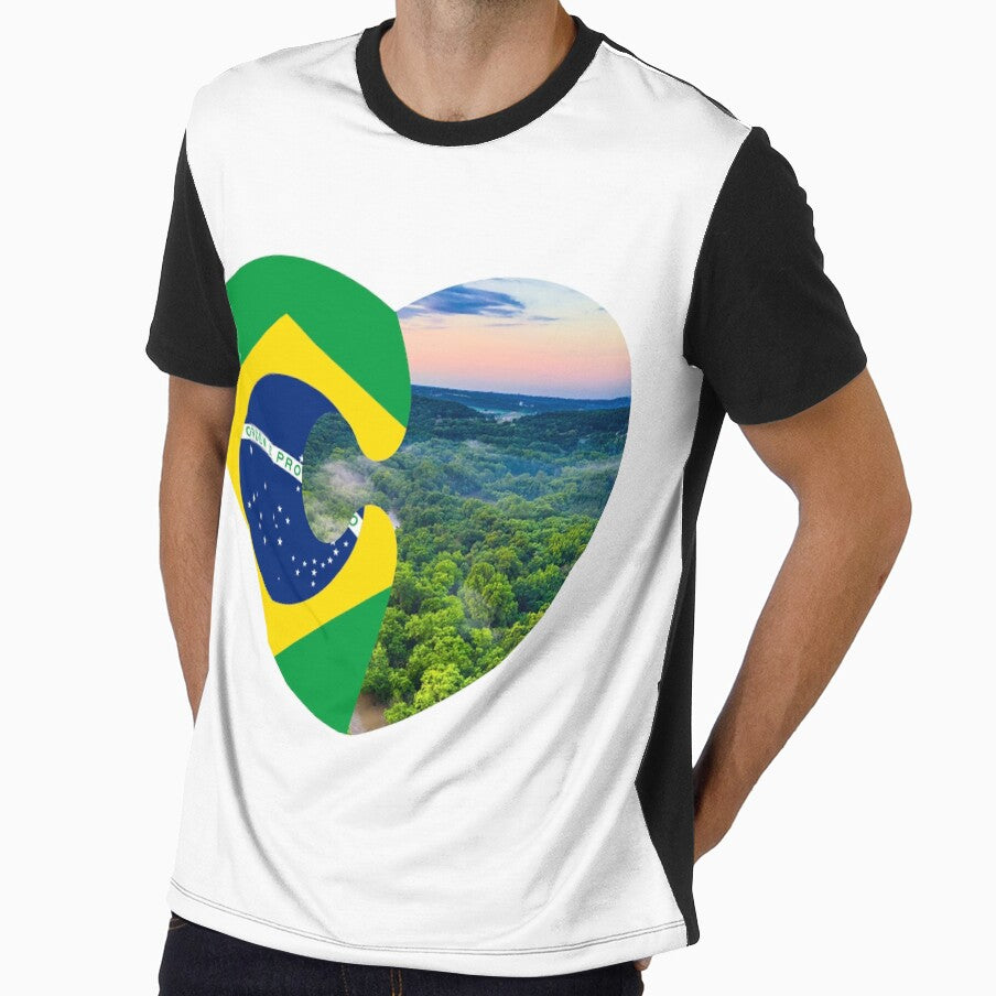 Brazil Amazon Rainforest Heart - Flag and Nature Landscape Art by StorTaly