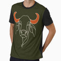 Minimal Cow line art T-shirt | Warm white Outline | Indigenous Breed Design by HumpandHorns