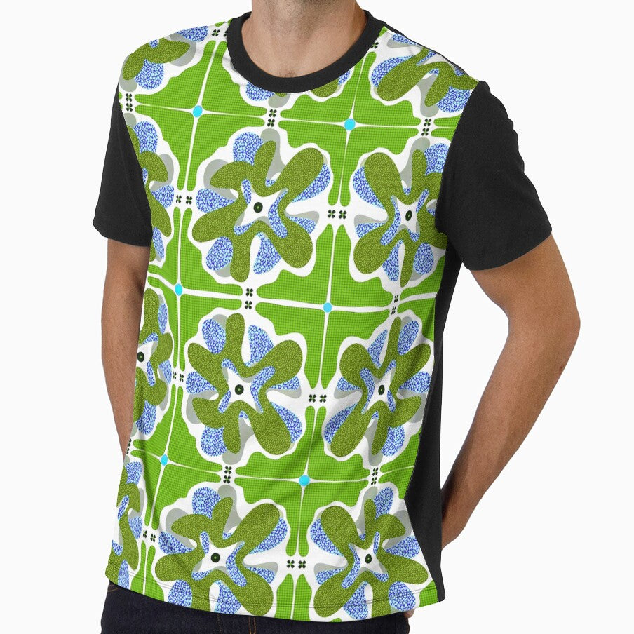 Retro Green Patterned Organic Geometric Design by Clara Fruggeri