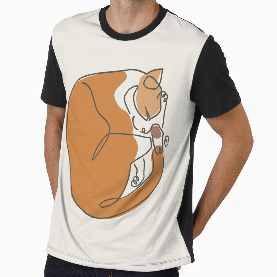 Minimal Line Cat Sleep by Huebucket