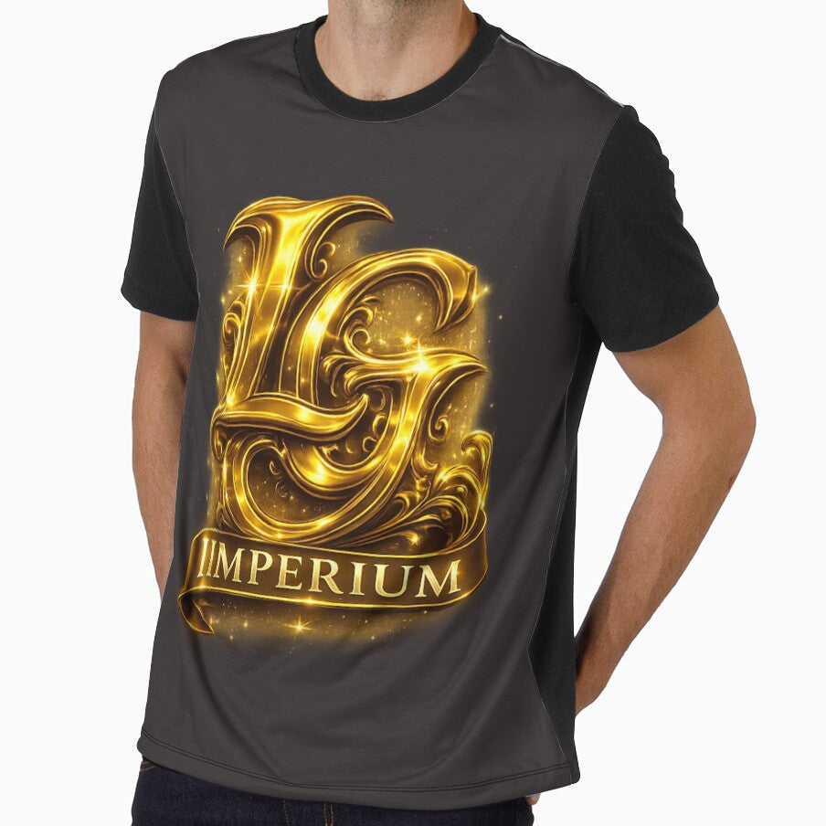 Luxury Gold LG Imperium Logo Shirt, Premium Streetwear Design, Royal Monogram Graphic Tee, Elegant Urban Fashion by Falcoreale