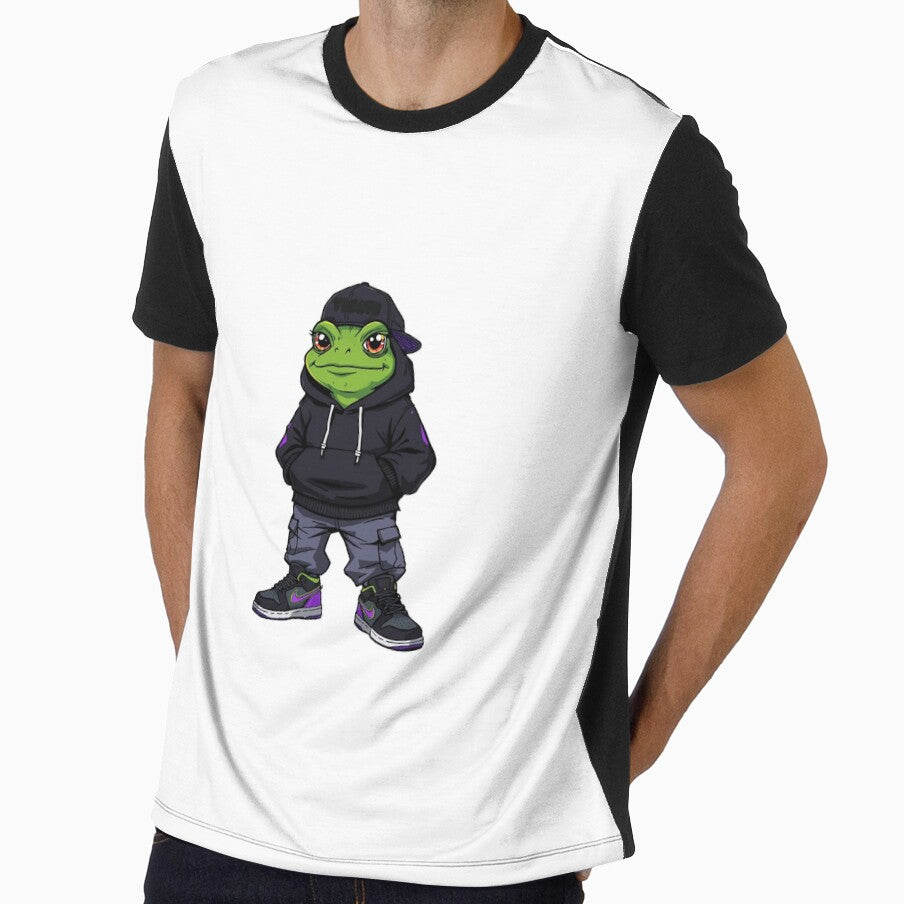 streetwear Frog Mascot – Urban Hype Frog Cartoon in Hoodie & Sneakers by Aesthicer