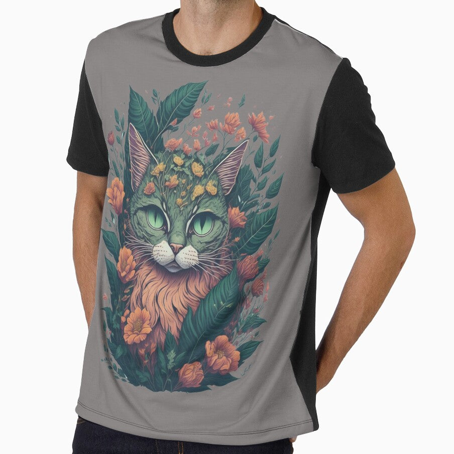 Vintage cat with flowers by Ersha-Design