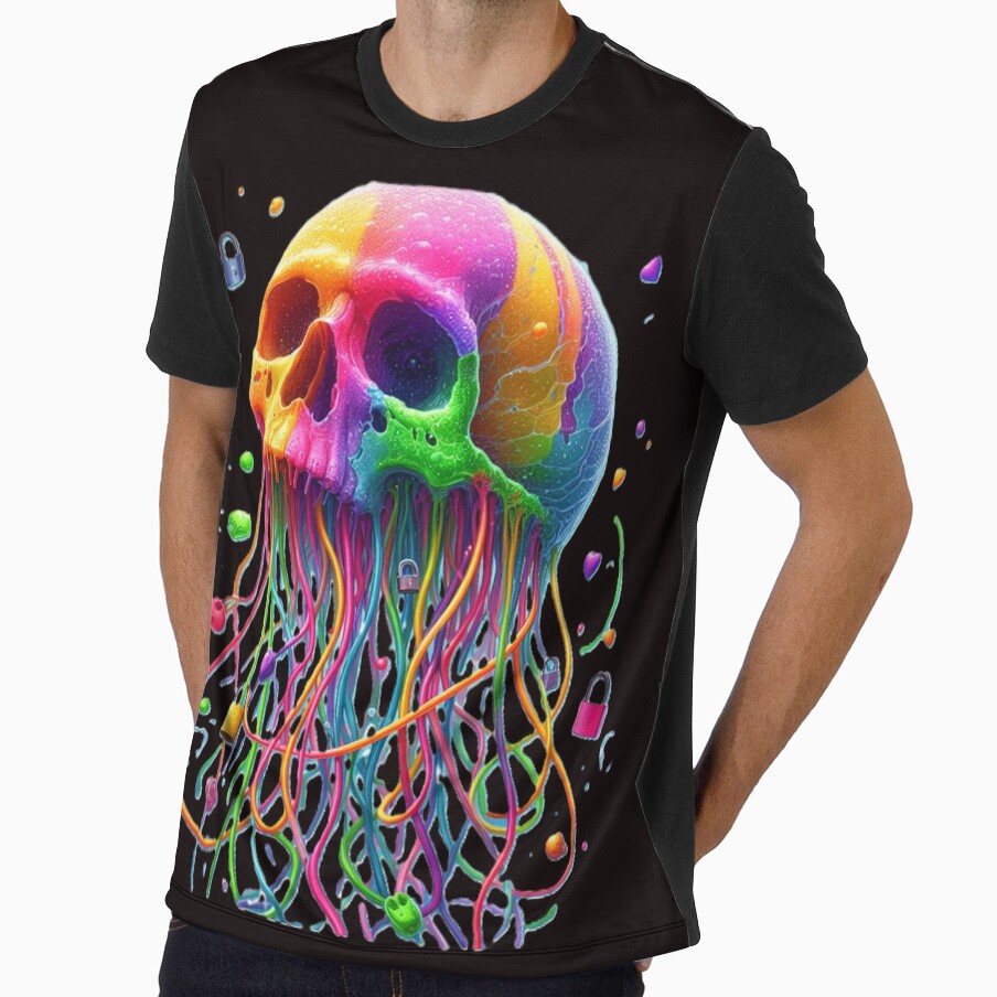 Skull - jellyfish. Colorful print on a T-shirt T-shirt for boys and girls by PrinceskiKinii