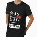 Make love, not war. Two red hearts. T-shirts with short sleeves. Casual black T-shirt. by Galina Kostyaeva