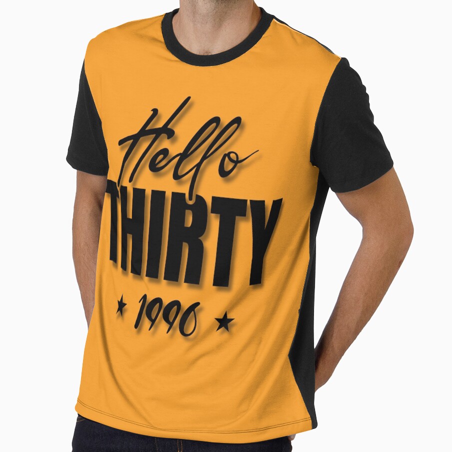 Hello Thirty, Born In 1996 30th Birthday Gift. A perfect gift to celebrate your thirtieth birthday with style. Black text version by illeN-Art-World