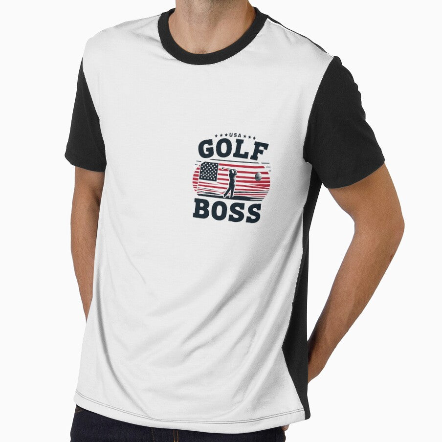 Cool Vintage USA Themed Silhouette Golf Boss Design by Daqomm