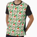 Vintage Merry Christmas Cat In Christmas Hat With White Poinsettia by yellowcat2019