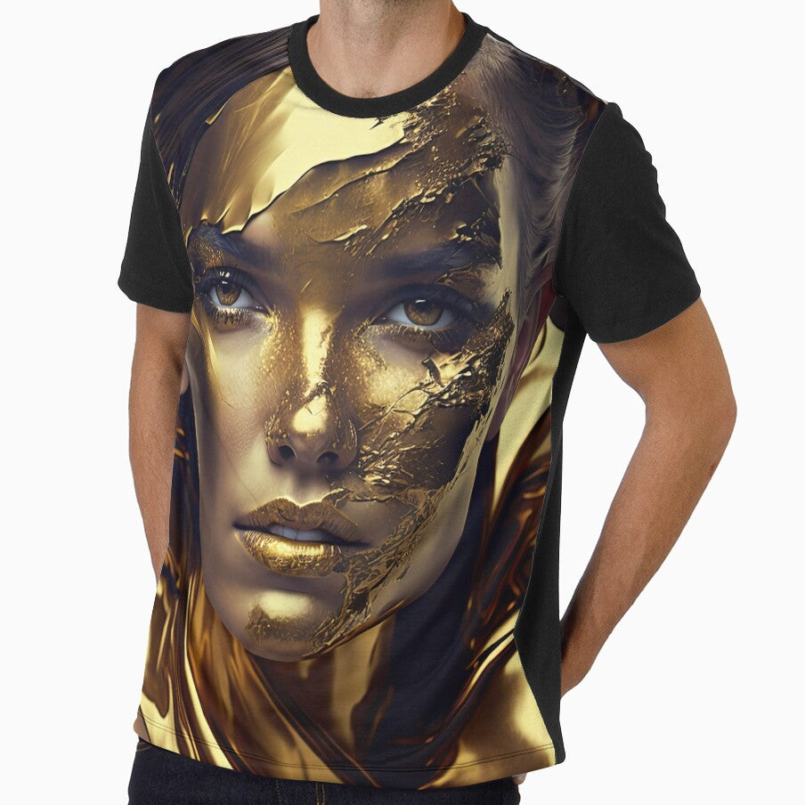 Very beautiful woman covered with gold, digital drawing with oil paint finish. by mrlongfield