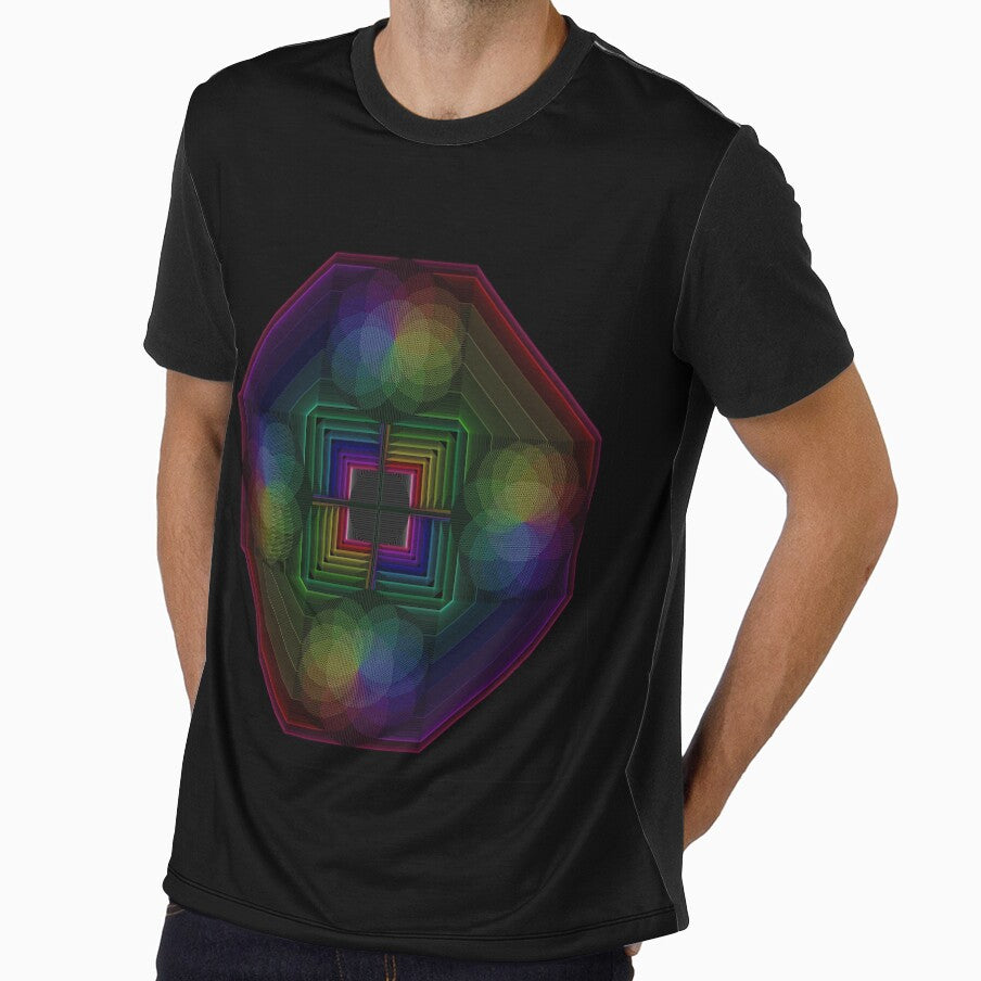 Neon Geometric Connected Lines Mandala Op Art Print by Alejandro Stein