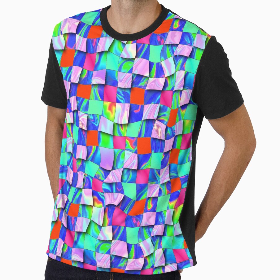 Trippy Psychedelic Chessboard Holographic Checkers by FestDrip
