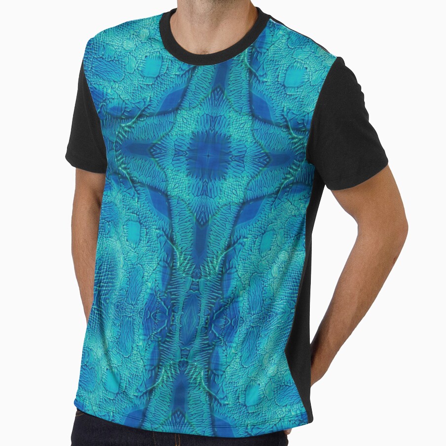 Symmetrical design in blue-turquoise by Psilographics