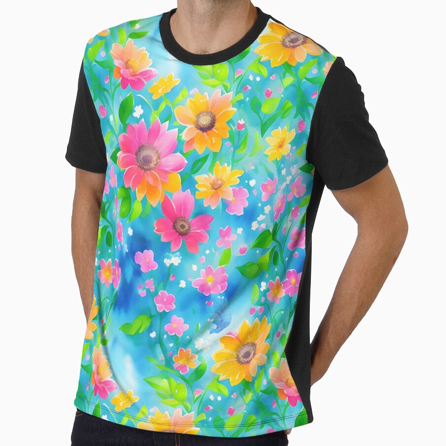 Luxurious Floral Symphony, yellow and pink flowers on a magic art by Deeplek by deeplek