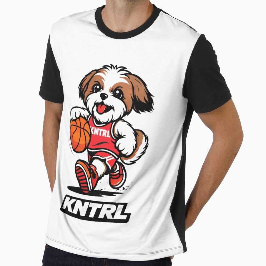 KNTRL Basketball Shih Tzu Dog Mascot T-Shirt | Streetwear Sports Cartoon Graphic by OreoStudio