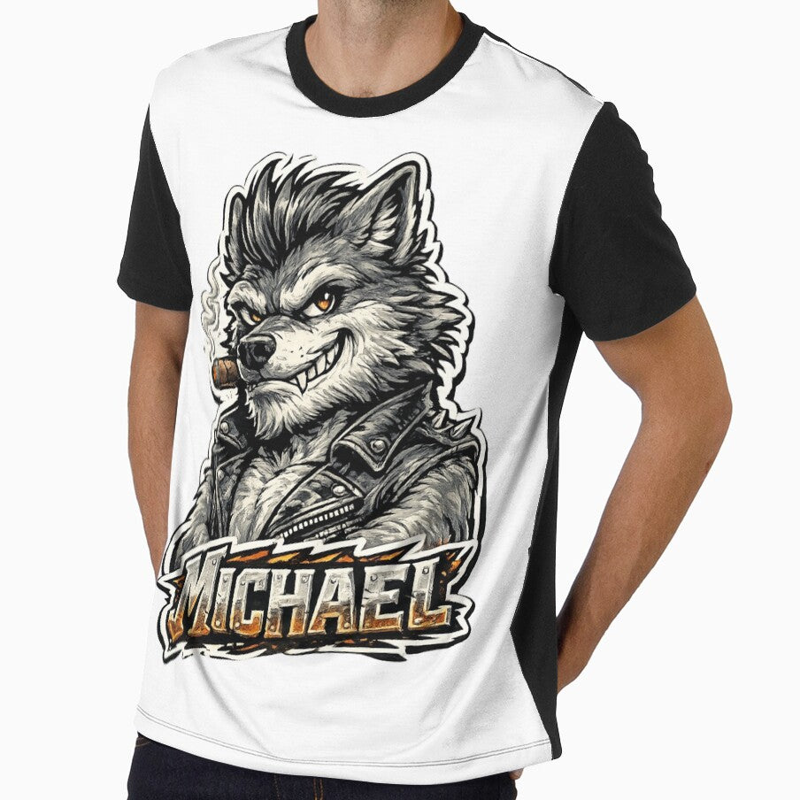 Michael – Cool Wolf Name Mascot Sticker by AlexLineArt