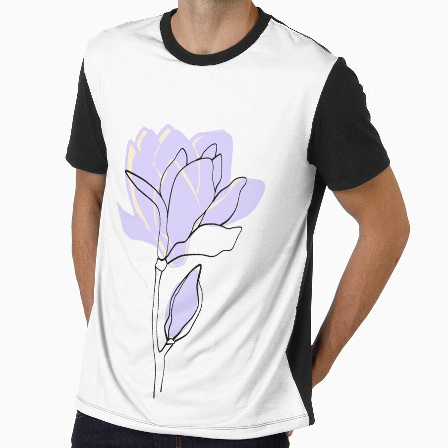 Minimal lavender flower line art by Quirknmore