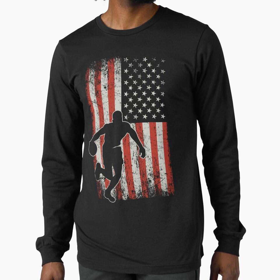 Vintage USA Flag Basketball Player by Ryan Jay Cruz
