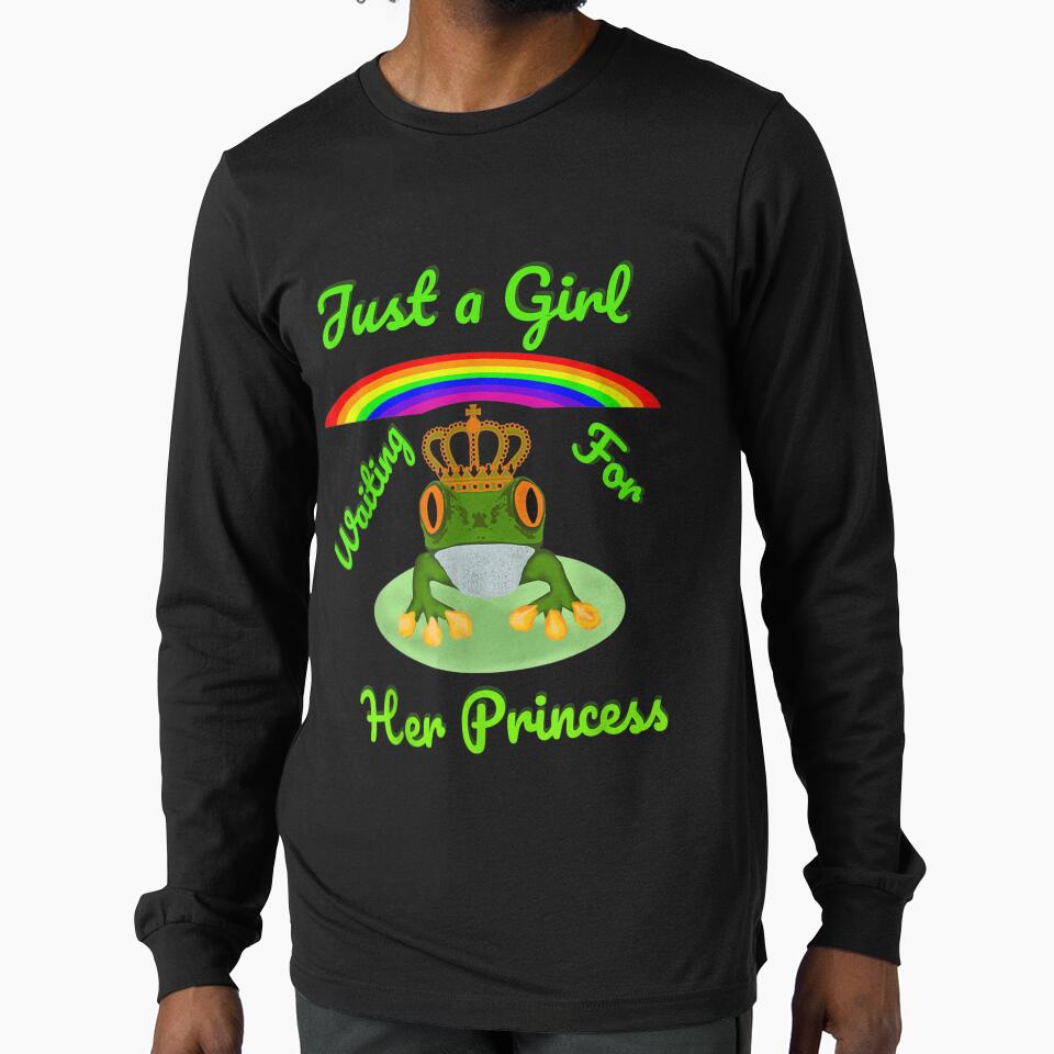 Just A Girl Waiting For Her Princess Frog Slogan Rainbow Top by brita797