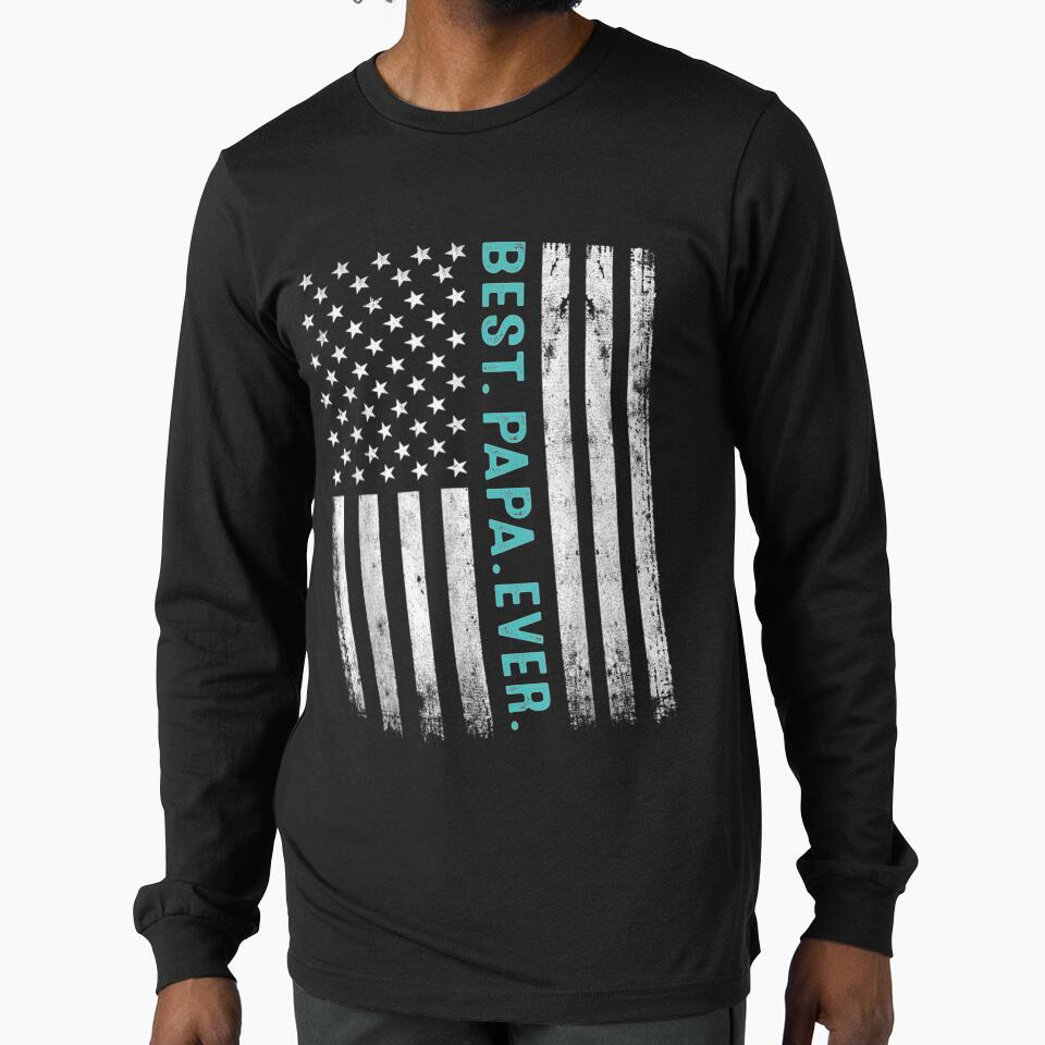 Mens Best Papa Ever American Flag Vintage Father's Day Gift by tashiav