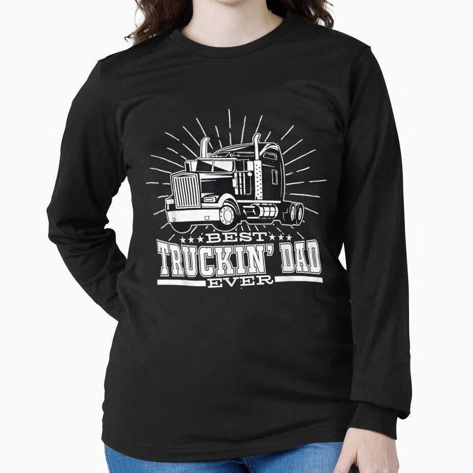 Mens Best Truckin' Dad Ever Trucking Dad For Truck Driver by jerrie9