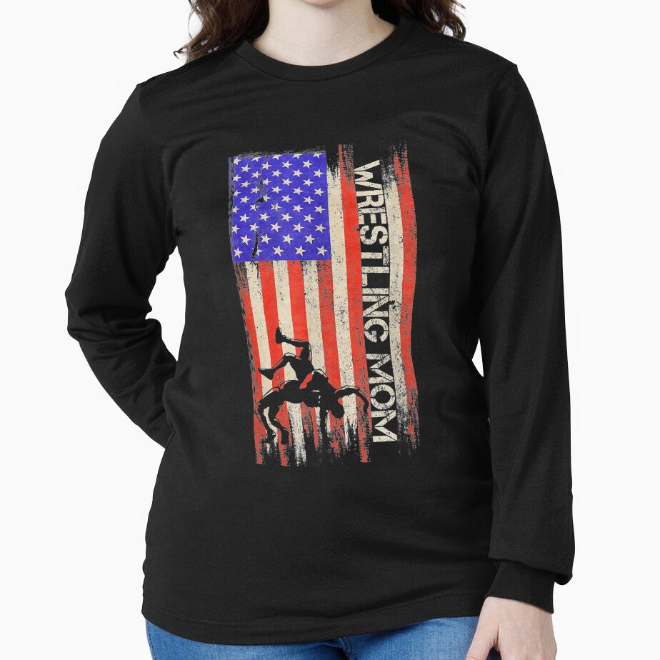 Vintage Usa American Flag Wrestling Mom Wrestler Silhouette by maudean