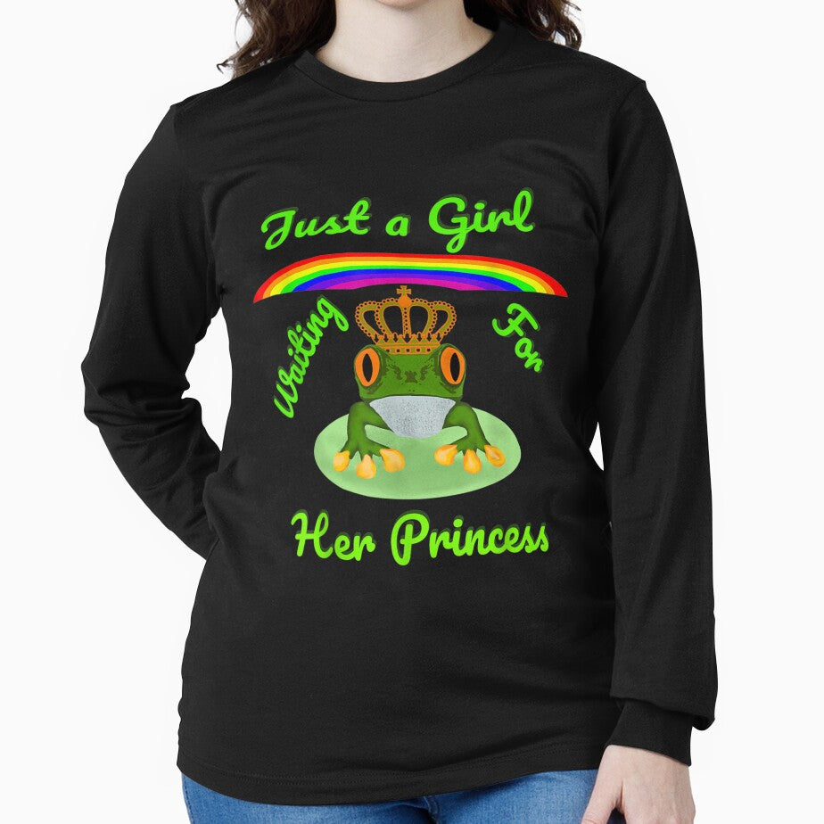 Just A Girl Waiting For Her Princess Frog Slogan Rainbow Top by brita797