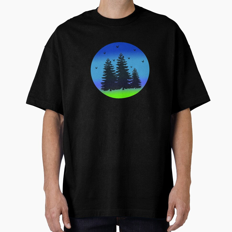 Gradient Color With Fir Tree And Birds by Sewsi